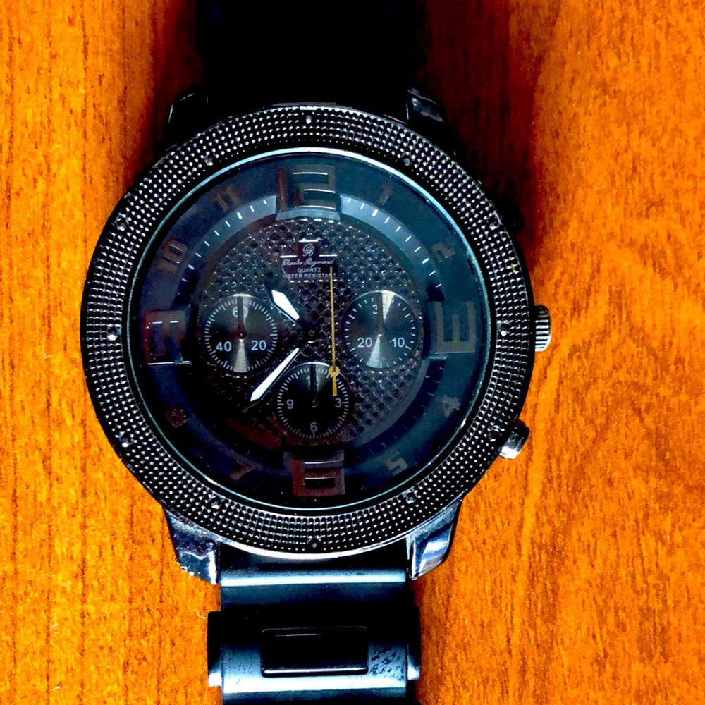 Charles Raymond Men’s Black Dial Rubber Strap Quartz Watch 5151-BB